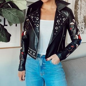 Embroidered Leather Jacket